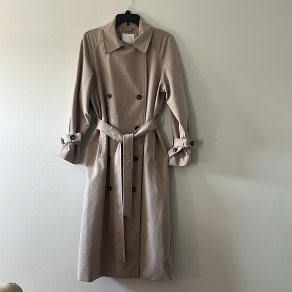 H&M Double Breasted Trench Coat Oversized Sz Small Beige Color - Picture 11 of 16